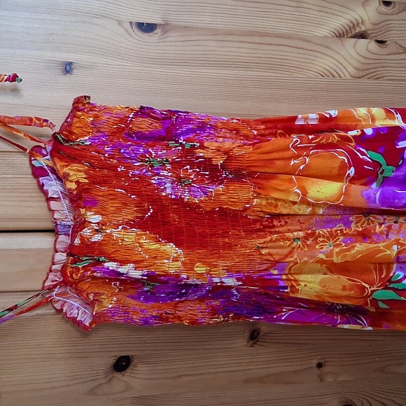 Puanani Vibrant Hawaiian Made Floral Sleeveless Sundress Size Medium - Picture 3 of 8